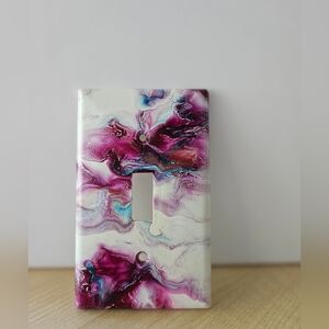 Fluid Art Abstract Violet and Teal Light Switch Cover